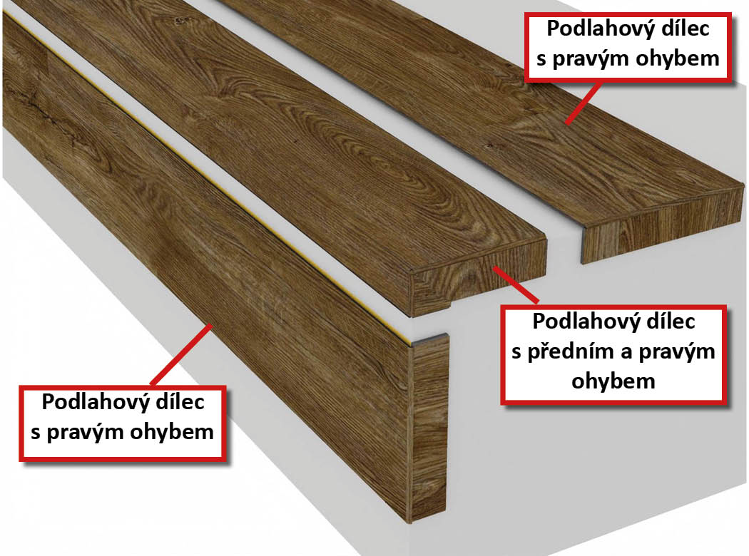 Schema schodu s bocnimi ohyby BUKOMA Dub Vsechovicky